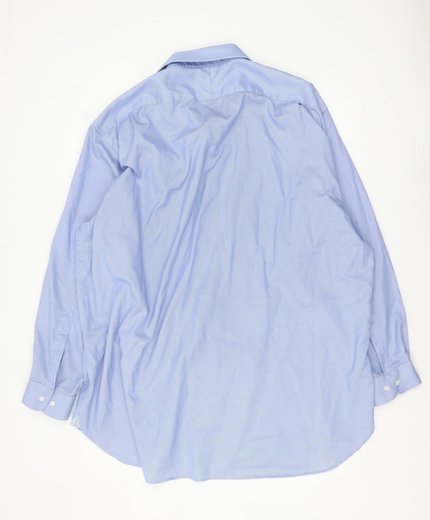 Brook Taverner Men's Blue Striped Non-Iron Cotton Button-Up Shirt Size 20