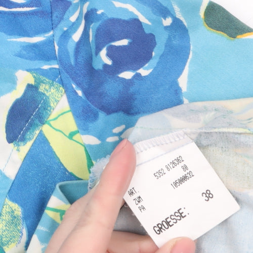 La Strada Women Blue Floral Blazer Size 10 Classic Summer Jacket
