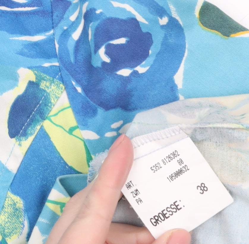 La Strada Women Blue Floral Blazer Size 10 Classic Summer Jacket
