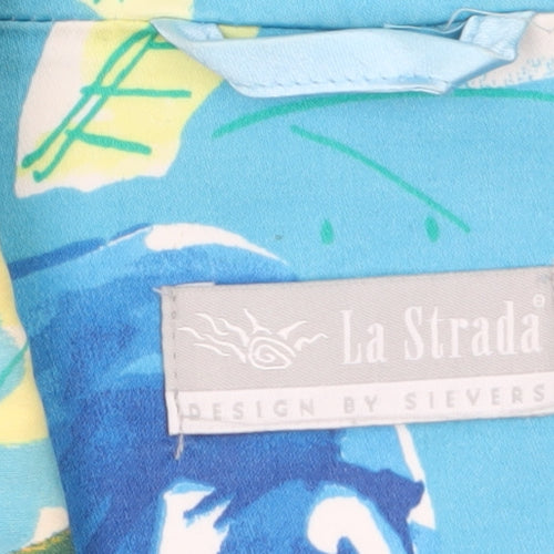 La Strada Women Blue Floral Blazer Size 10 Classic Summer Jacket