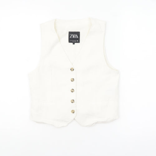 Zara Women’s Ivory Linen Blend Tuxedo Waistcoat XS