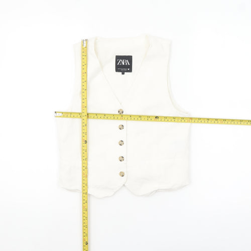 Zara Women’s Ivory Linen Blend Tuxedo Waistcoat XS