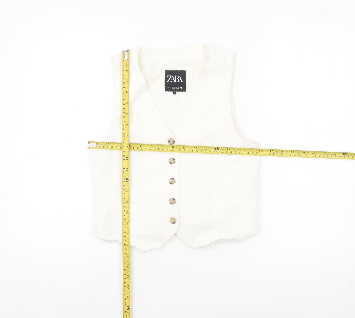 Zara Women’s Ivory Linen Blend Tuxedo Waistcoat XS