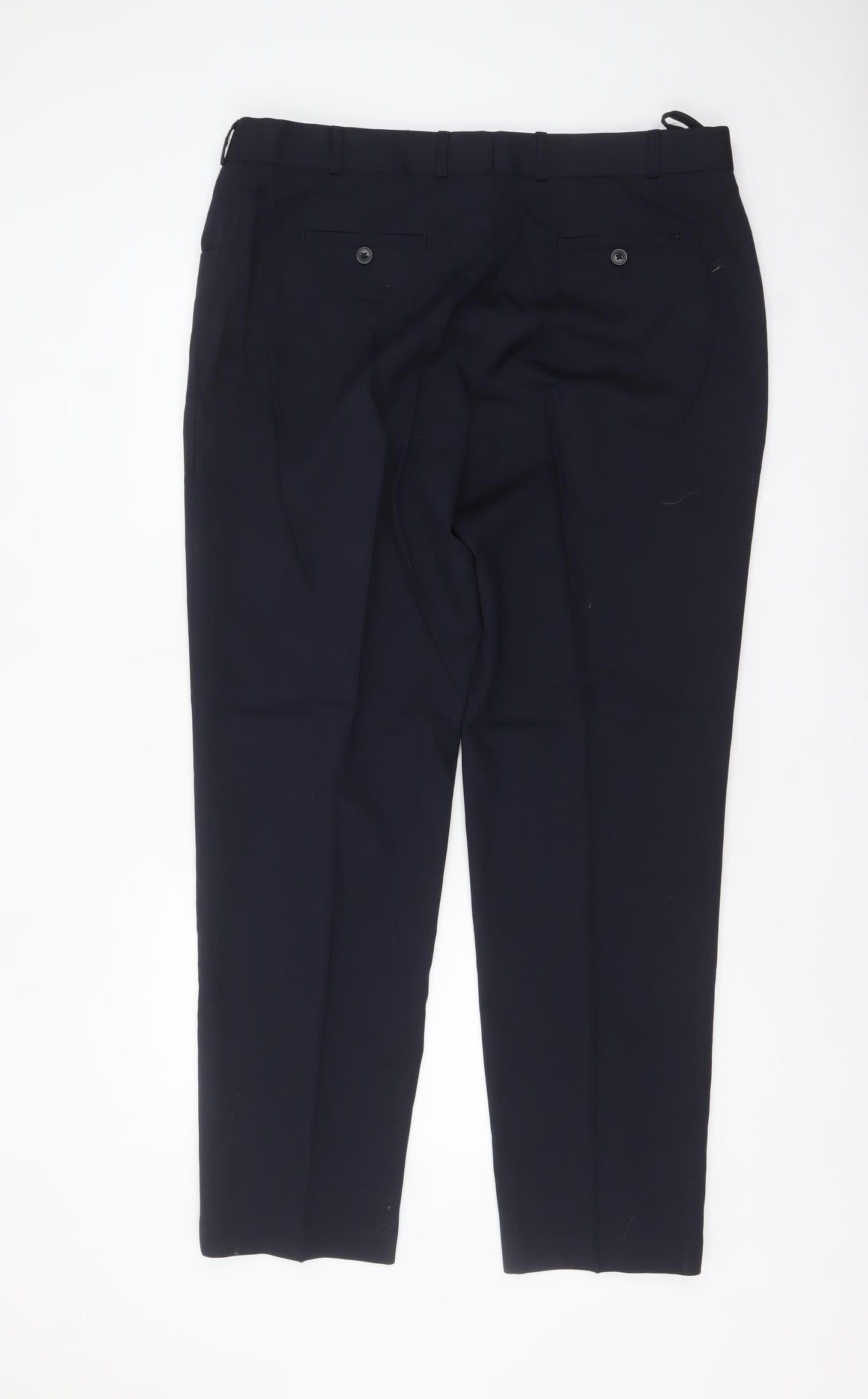 Hunter Men's Blue Regular Fit Wool Blend Work Trousers Size 18