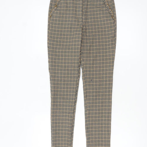 Zara Basic Women's Beige Check Slim Trousers XS