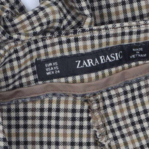 Zara Basic Women's Beige Check Slim Trousers XS