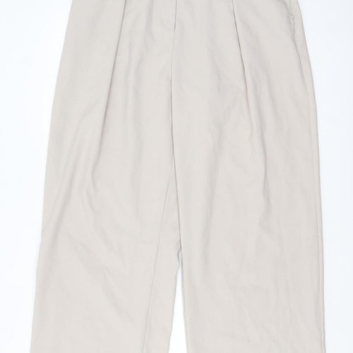 River Island Womens Beige High Rise Wide Leg Pleated Trousers Size 16