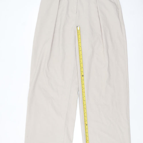 River Island Womens Beige High Rise Wide Leg Pleated Trousers Size 16
