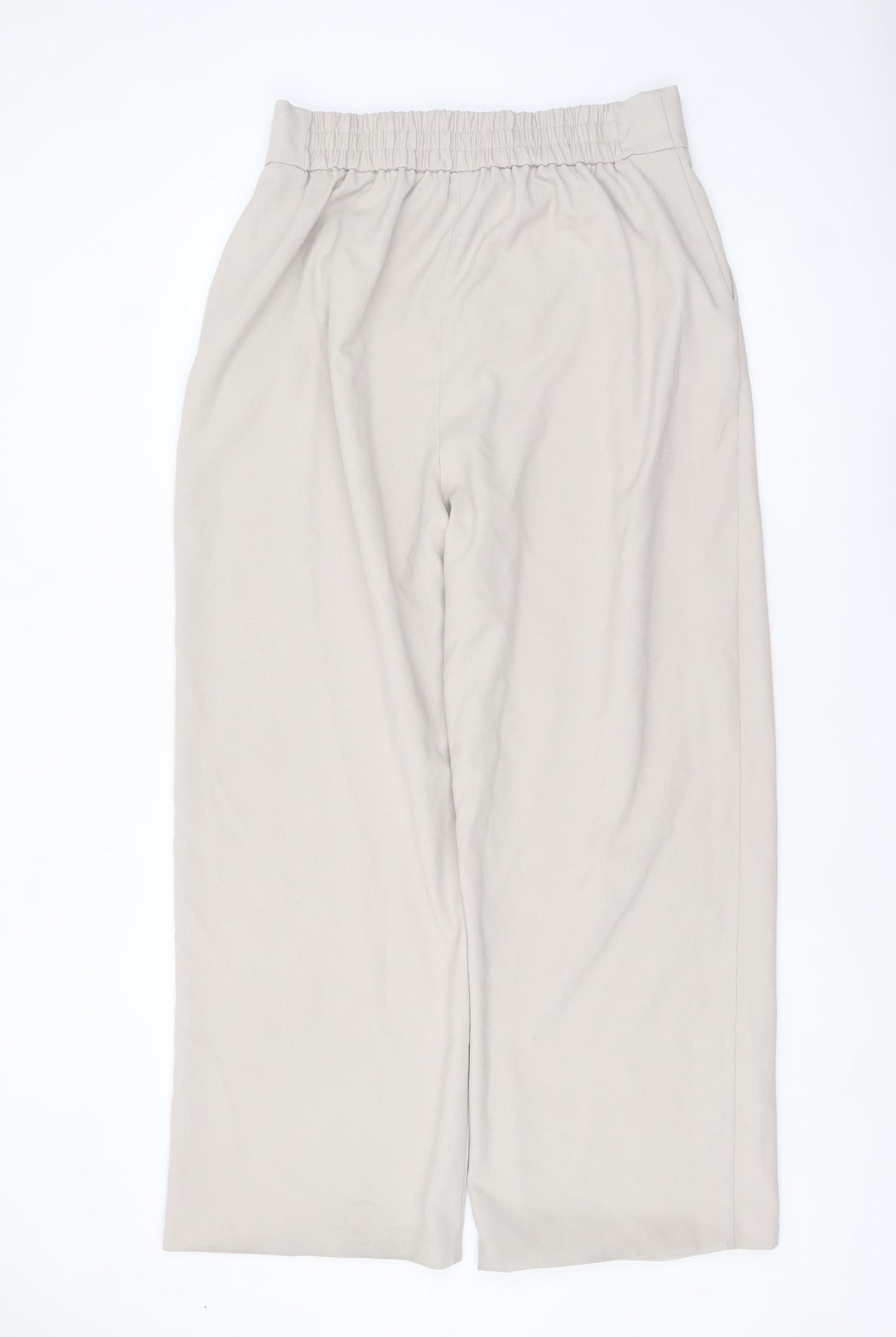 River Island Womens Beige High Rise Wide Leg Pleated Trousers Size 16