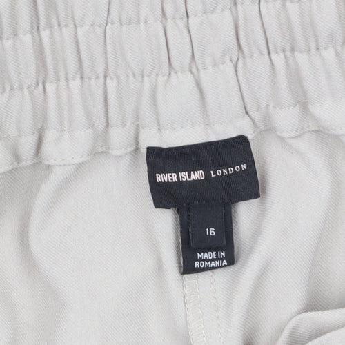 River Island Womens Beige High Rise Wide Leg Pleated Trousers Size 16