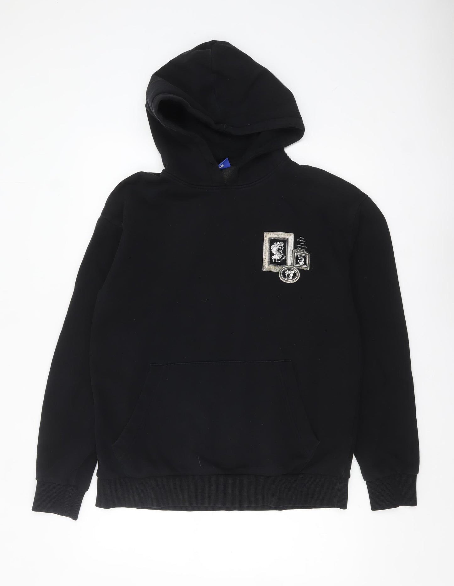 Jack & Jones Men’s Black Graphic Print Pullover Hoodie Size L