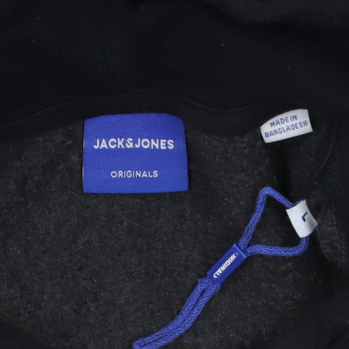 Jack & Jones Men’s Black Graphic Print Pullover Hoodie Size L