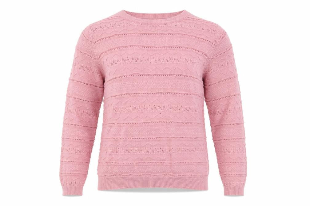 Front view of Isle Essentials Women’s Pink Knit jumper, size S, 10-12