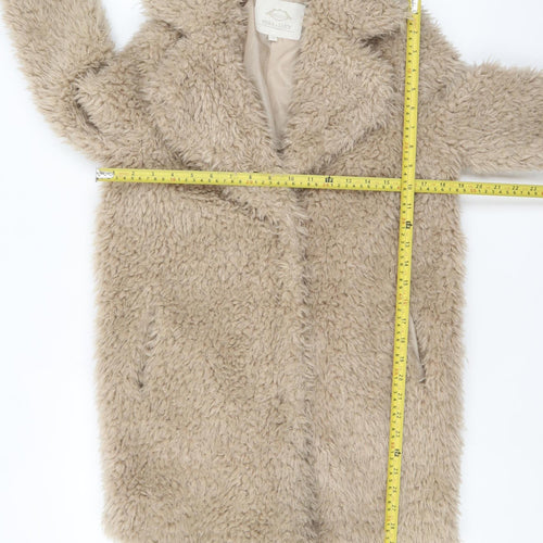 Vera & Lucy Women Beige Faux Fur Mid-Length Coat Size S