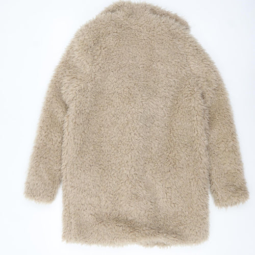 Vera & Lucy Women Beige Faux Fur Mid-Length Coat Size S