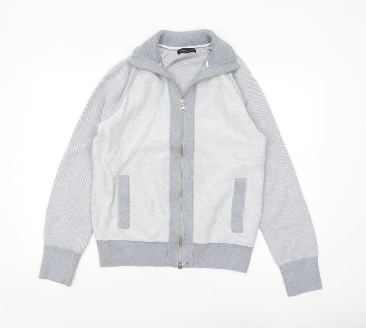 Banana Republic Men's Grey Full Zip Knit Jumper Medium