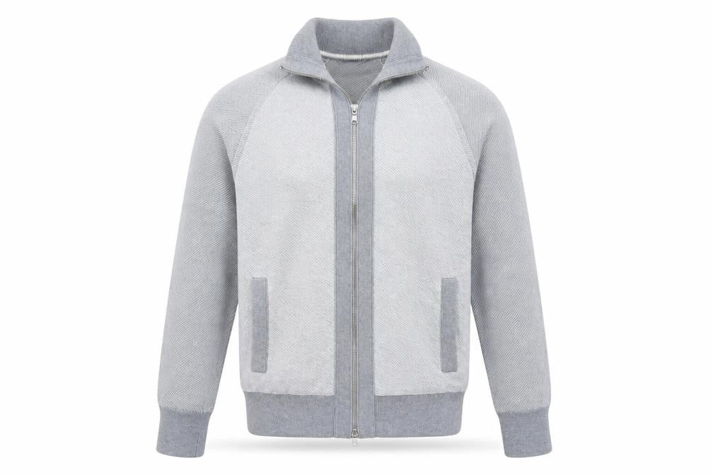 Front view of Banana Republic Men's Grey Full Zip Knit Jumper Medium
