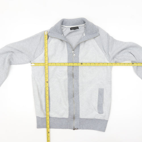 Banana Republic Men's Grey Full Zip Knit Jumper Medium