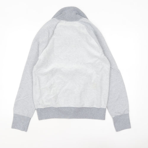 Banana Republic Men's Grey Full Zip Knit Jumper Medium