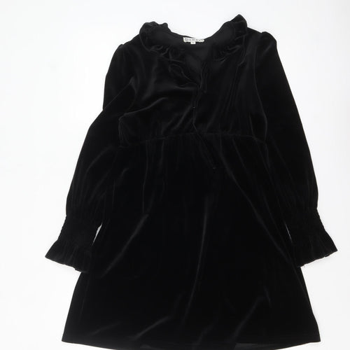 EMXEE Women’s Black Velvet Shift Dress Size 12 Long Sleeve Party Style