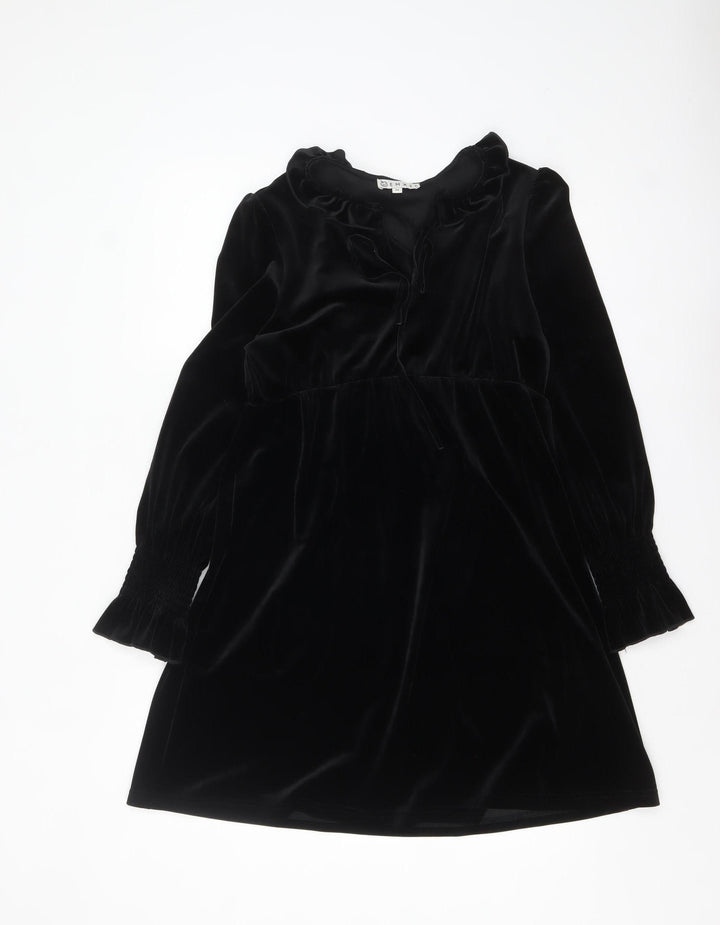 EMXEE Women’s Black Velvet Shift Dress Size 12 Long Sleeve Party Style