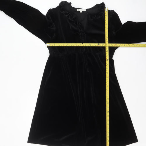 EMXEE Women’s Black Velvet Shift Dress Size 12 Long Sleeve Party Style