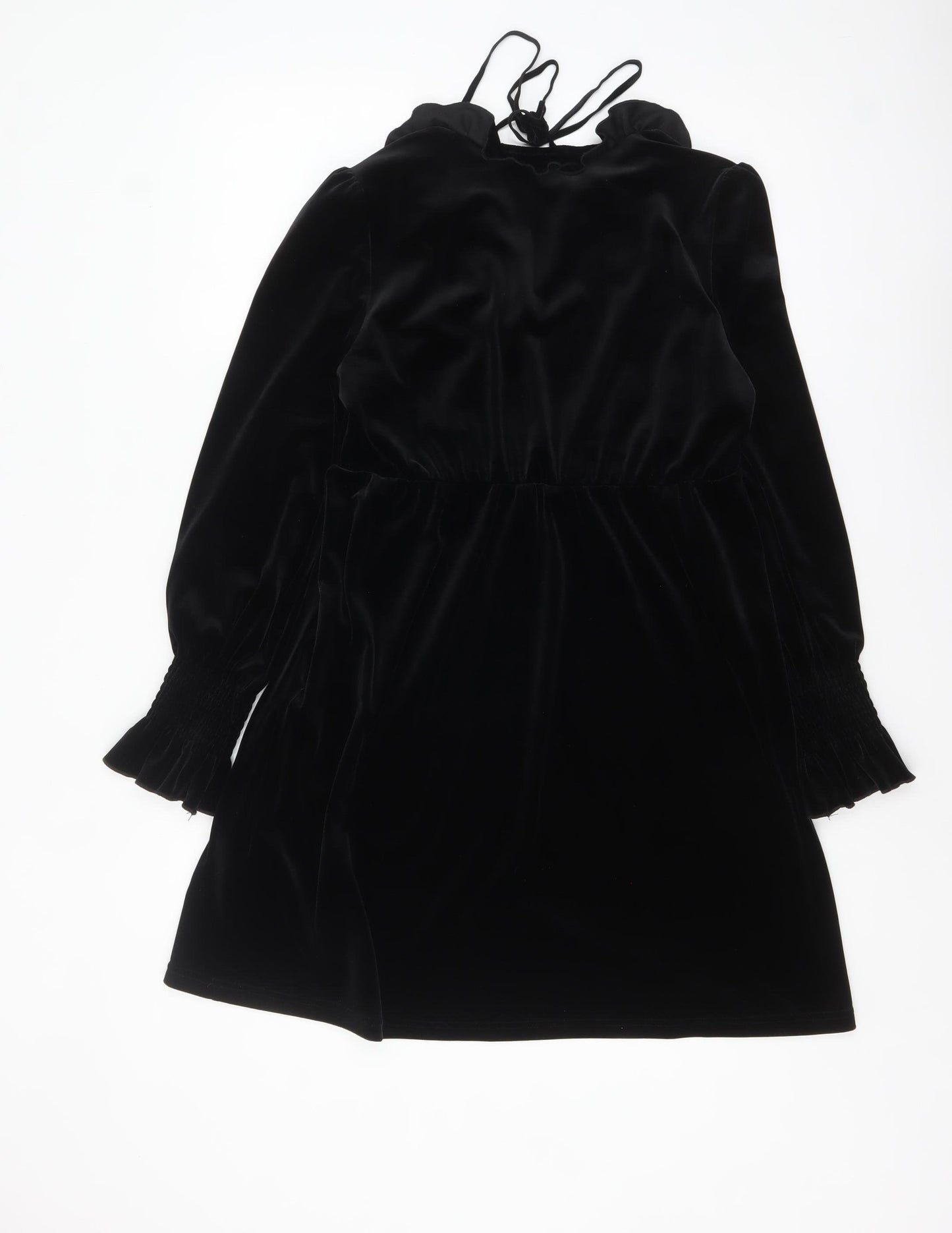 EMXEE Women’s Black Velvet Shift Dress Size 12 Long Sleeve Party Style