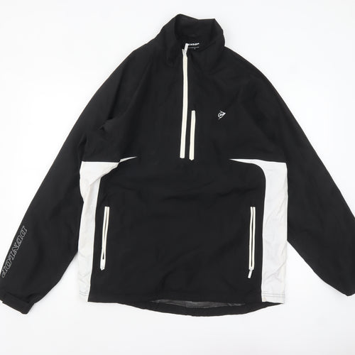 Dunlop Men's Black Windbreaker Jacket Size M 1/4 Zip Sports Coat