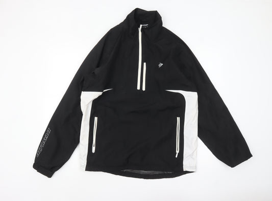 Dunlop Men's Black Windbreaker Jacket Size M 1/4 Zip Sports Coat