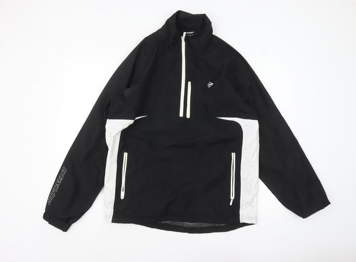 Dunlop Men's Black Windbreaker Jacket Size M 1/4 Zip Sports Coat