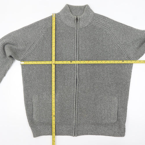 Tu Men’s Grey 2XL High Neck Full Zip Knit Jumper