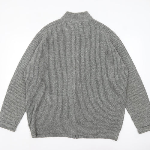 Tu Men’s Grey 2XL High Neck Full Zip Knit Jumper