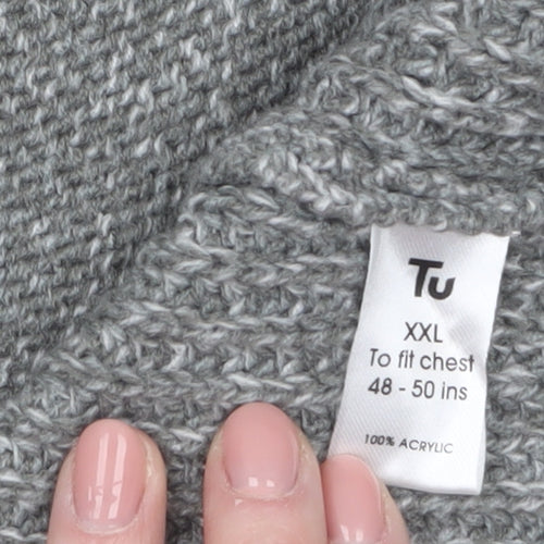 Tu Men’s Grey 2XL High Neck Full Zip Knit Jumper