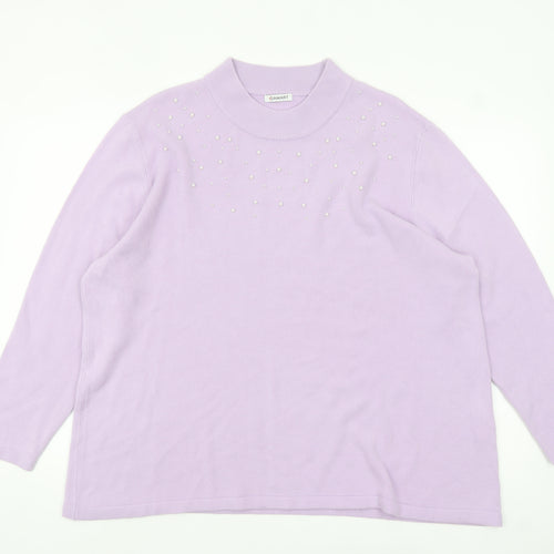 Damart Women’s Purple Mock Neck Beaded Pullover Jumper Size 26/28