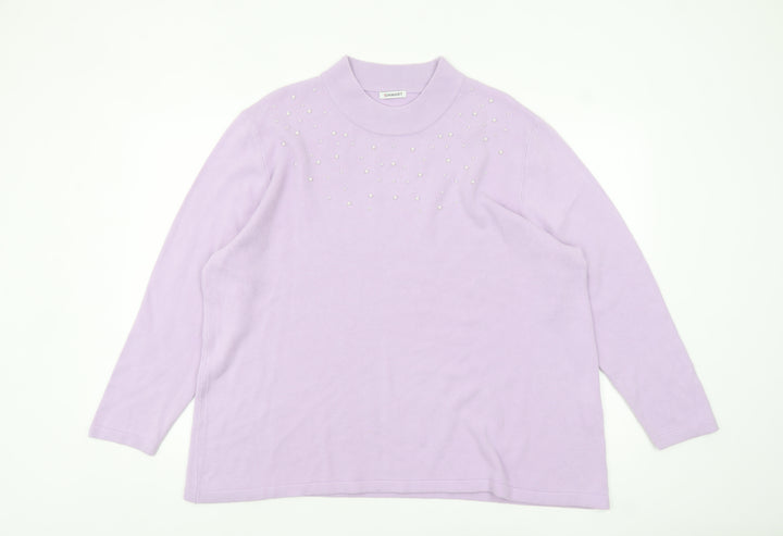 Damart Women’s Purple Mock Neck Beaded Pullover Jumper Size 26/28
