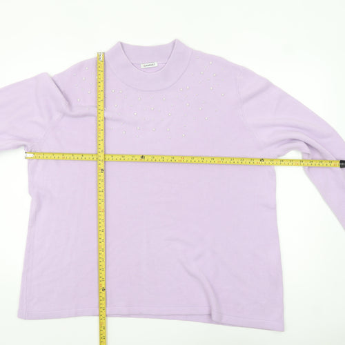 Damart Women’s Purple Mock Neck Beaded Pullover Jumper Size 26/28