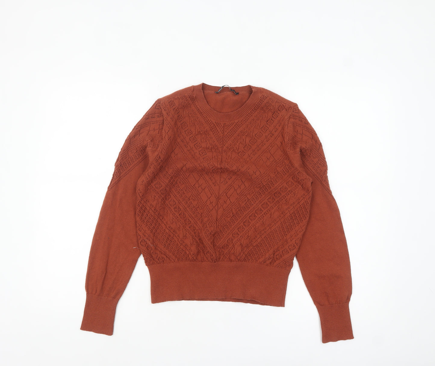 ONLY Women's Brown Knit Crew Neck Pullover Jumper Size S