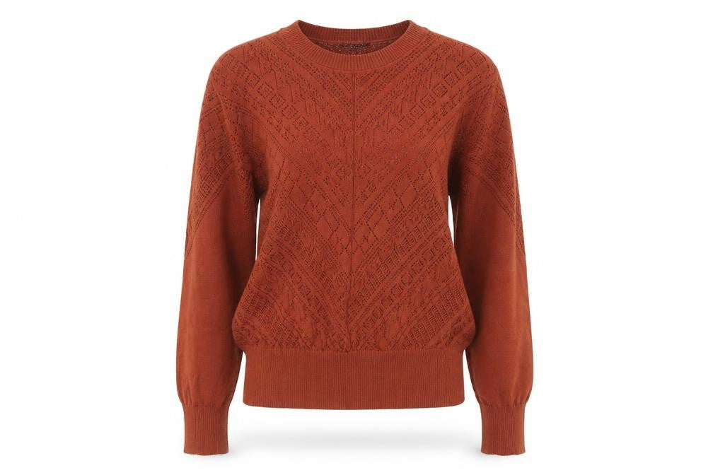 Front view of Only Women's Brown Knit Crew Neck jumper, size S
