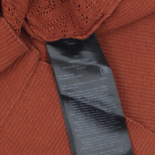 ONLY Women's Brown Knit Crew Neck Pullover Jumper Size S