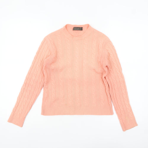 Amicale Womens Pink 100% Cashmere Cable-Knit Jumper Size S