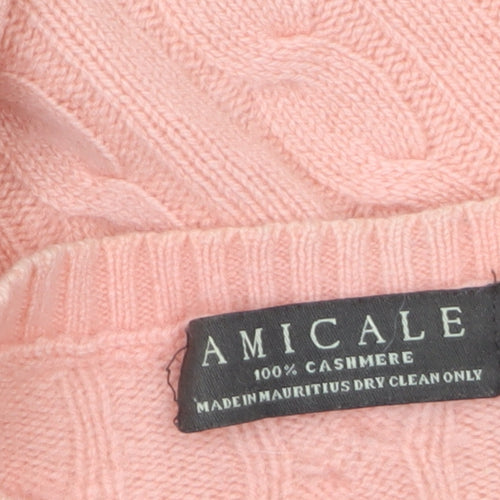 Amicale Womens Pink 100% Cashmere Cable-Knit Jumper Size S