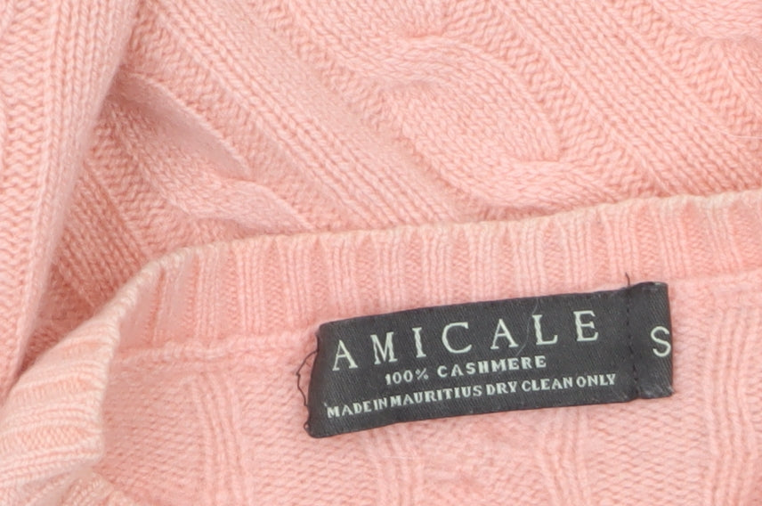 Amicale Womens Pink 100% Cashmere Cable-Knit Jumper Size S