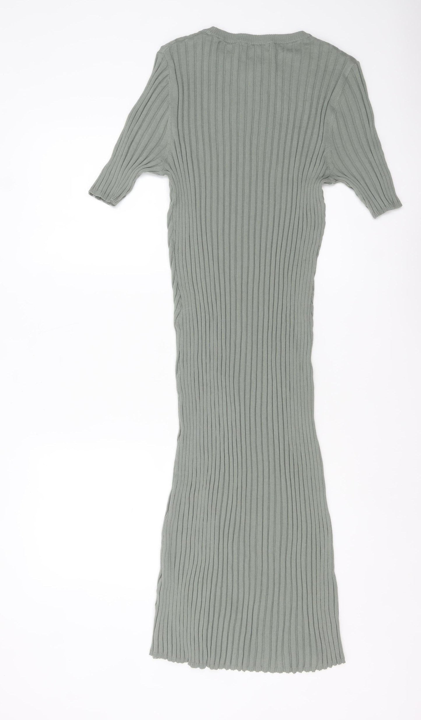 Marks and Spencer Women Green Size 16 Ribbed Knit Midi Bodycon Dress