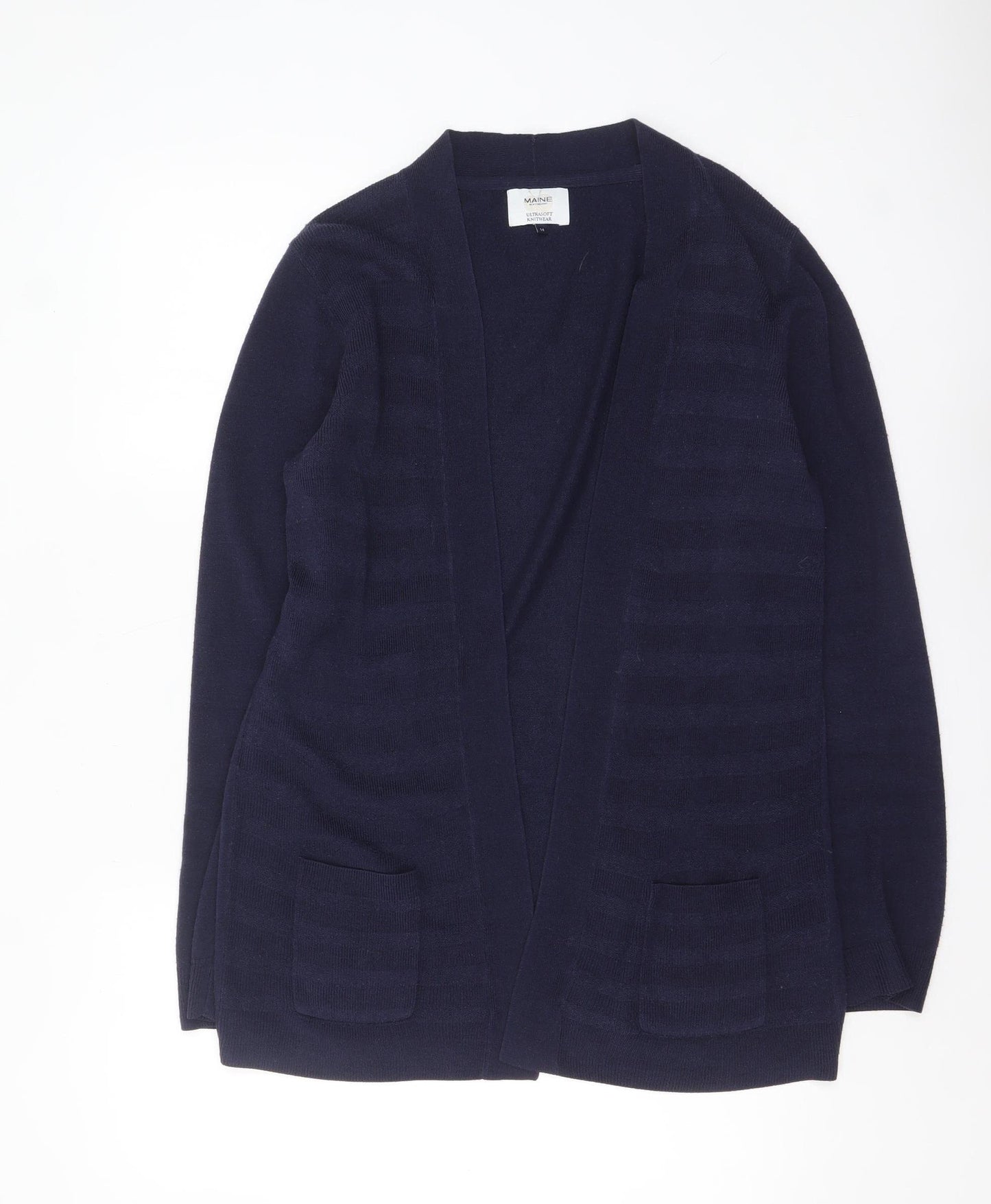 Maine New England Women's Blue Size 14 Open Front Knit Cardigan