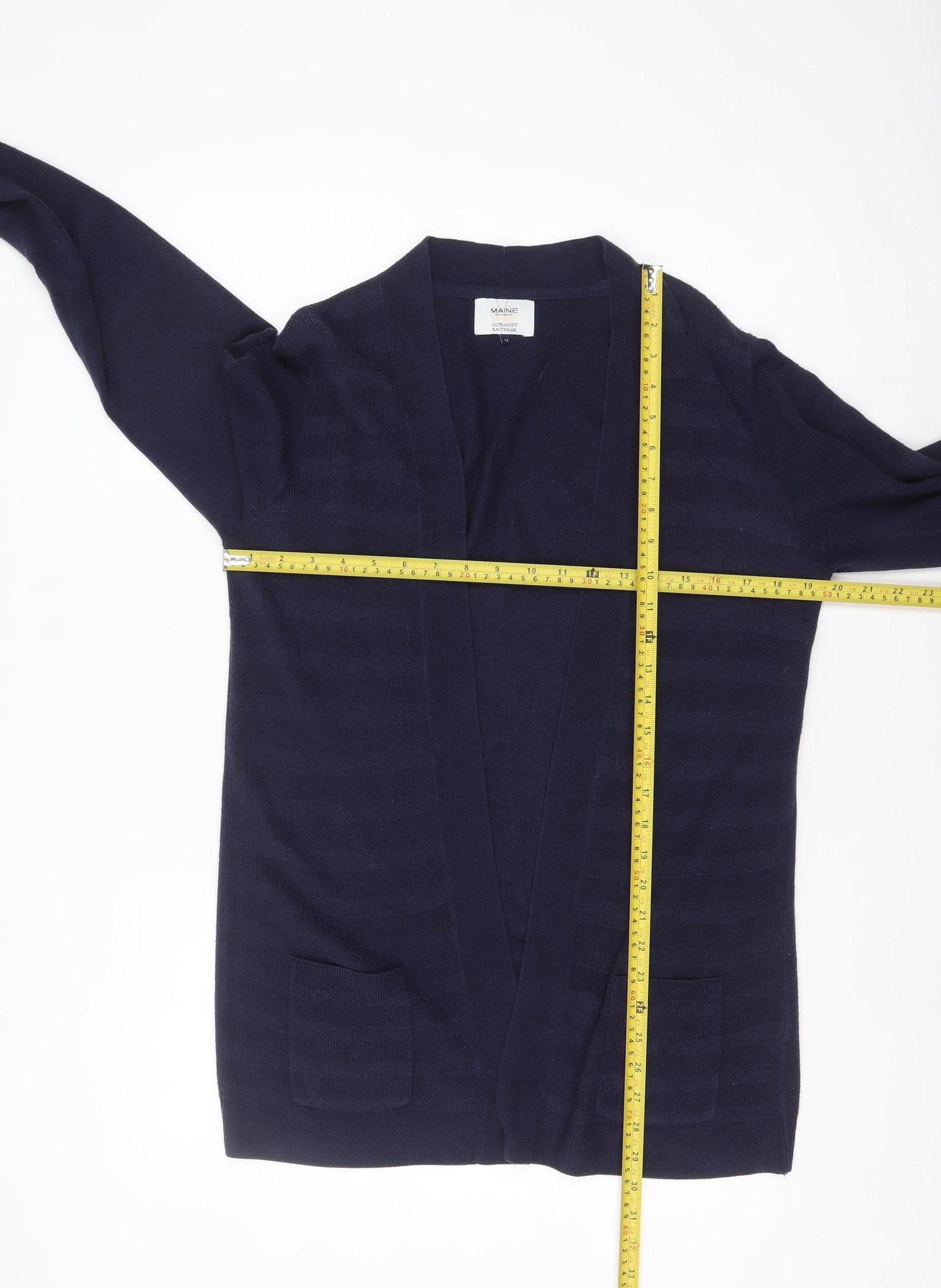 Maine New England Women's Blue Size 14 Open Front Knit Cardigan