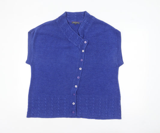 Per Una Marks and Spencer Women's Blue Sleeveless Cardigan M Knit Acrylic