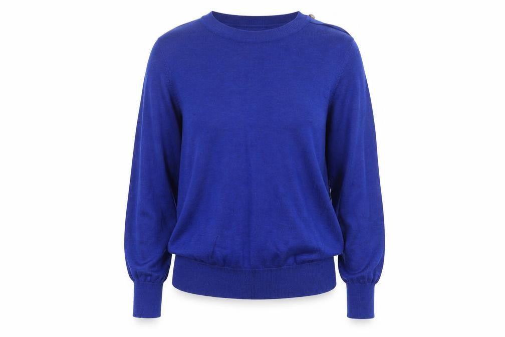 Front view of Next Women Blue Crew Neck Long Sleeve jumper, size 12
