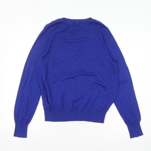 Next Women Blue Crew Neck Long Sleeve Pullover Jumper Size 12