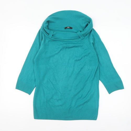Marks and Spencer Women's Green Cowl Neck Knit Jumper UK 14