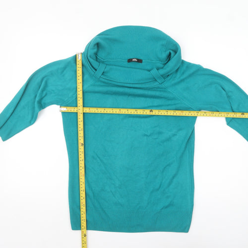 Marks and Spencer Women's Green Cowl Neck Knit Jumper UK 14